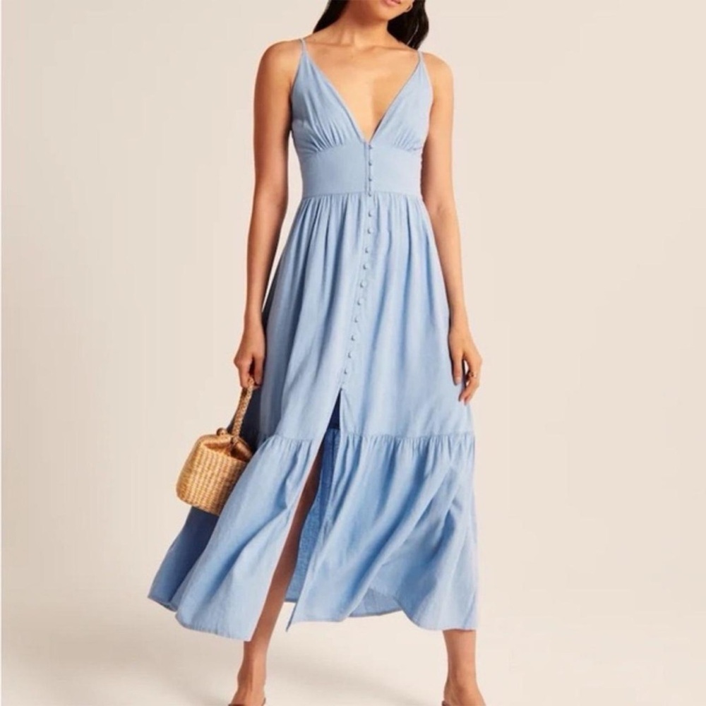 Abercrombie and Fitch light blue linen dress - Small Petite